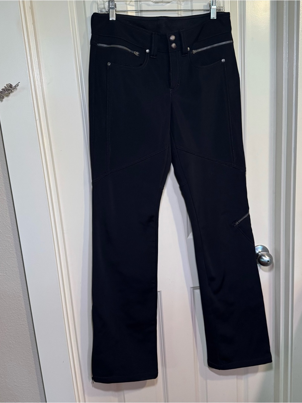 Athleta Waterproof Fleece Lined Tall Black Boot-Cut Pants with Zip Details